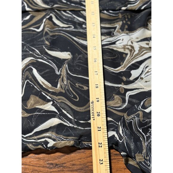 NEW Dress Forum Blouse S Long Sleeve Black Beige Print Dressy Sheer Button Up - Picture 10 of 12